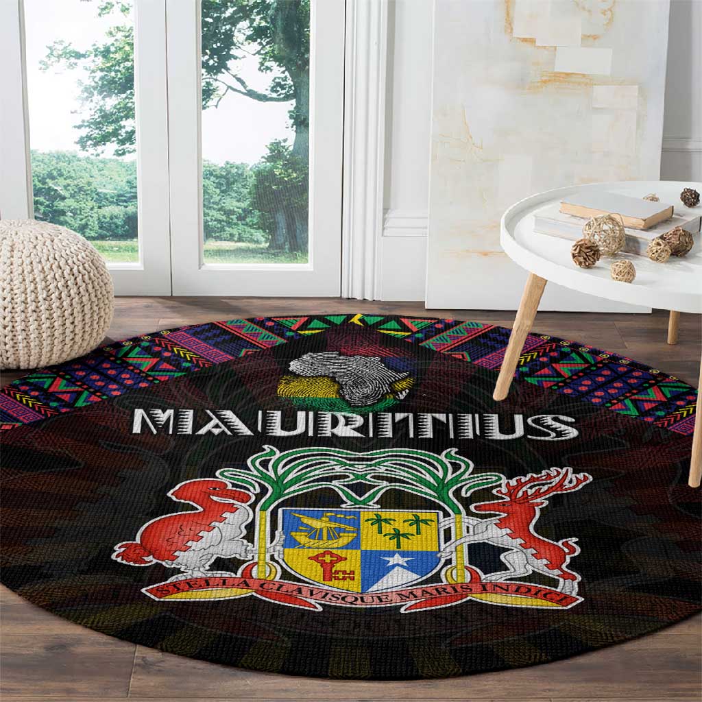 Mauritius Roots Round Carpet African Pride in Fingerprint and Tribal Colors DT02