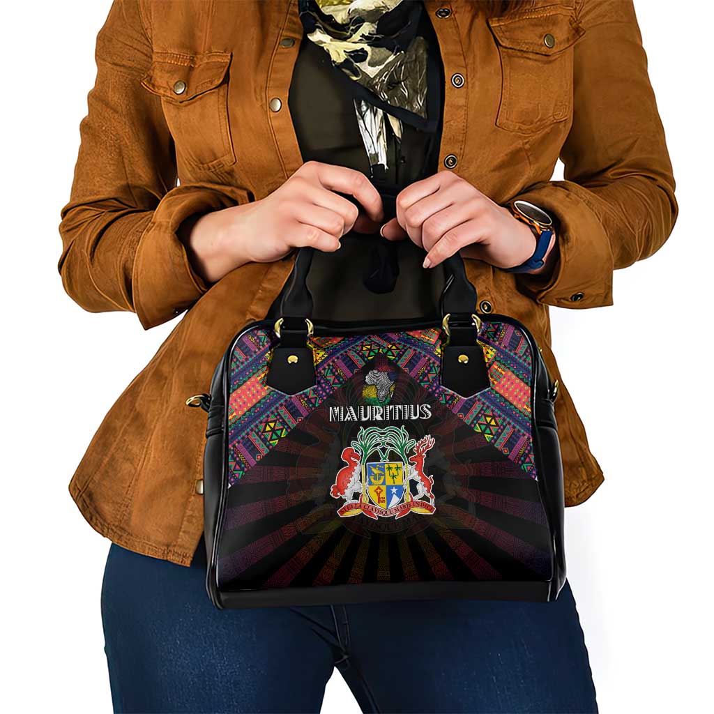 Mauritius Roots Shoulder Handbag African Map in Fingerprint and Tribal Colors DT02