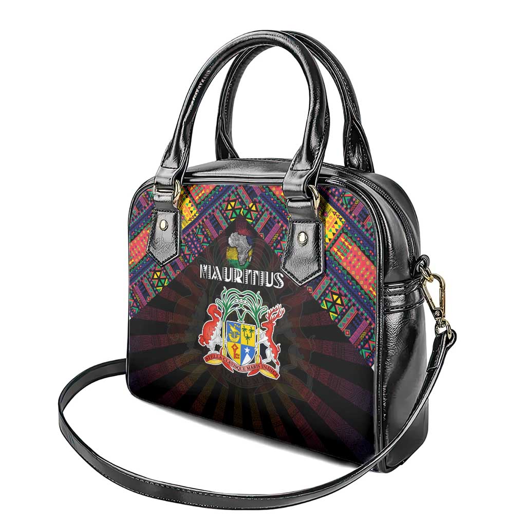 Mauritius Roots Shoulder Handbag African Map in Fingerprint and Tribal Colors DT02