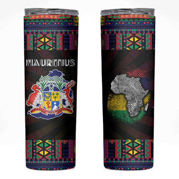 Mauritius Roots Skinny Tumbler African Pride in Fingerprint and Tribal Colors DT02