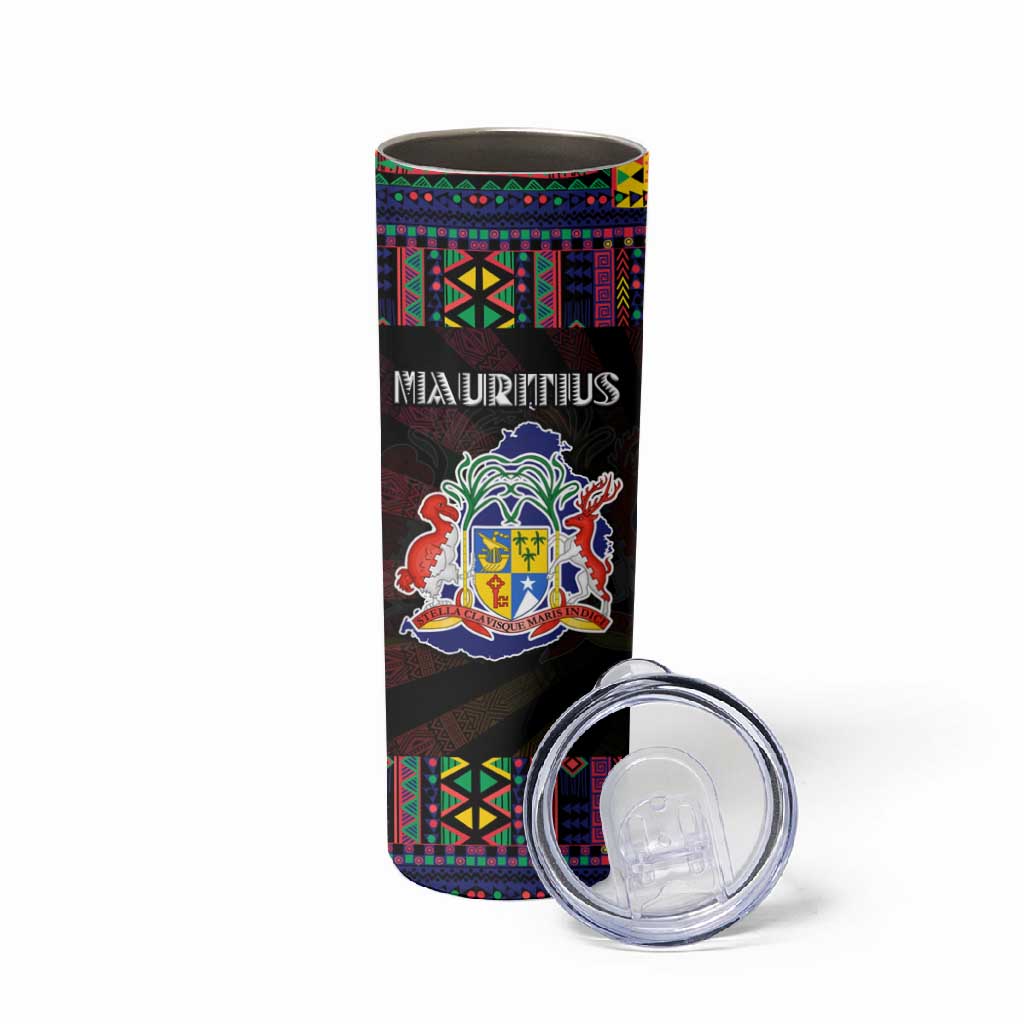 Mauritius Roots Skinny Tumbler African Pride in Fingerprint and Tribal Colors DT02