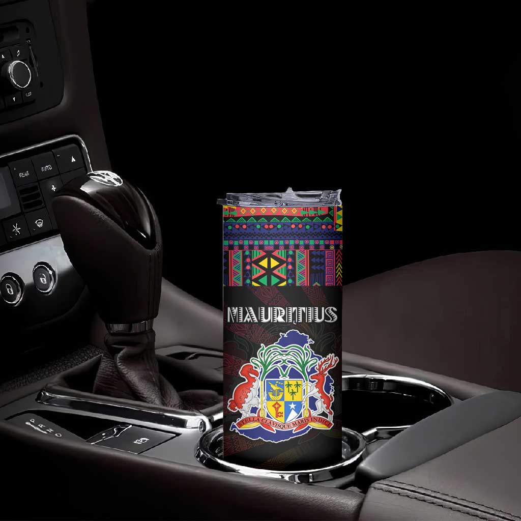 Mauritius Roots Skinny Tumbler African Pride in Fingerprint and Tribal Colors DT02
