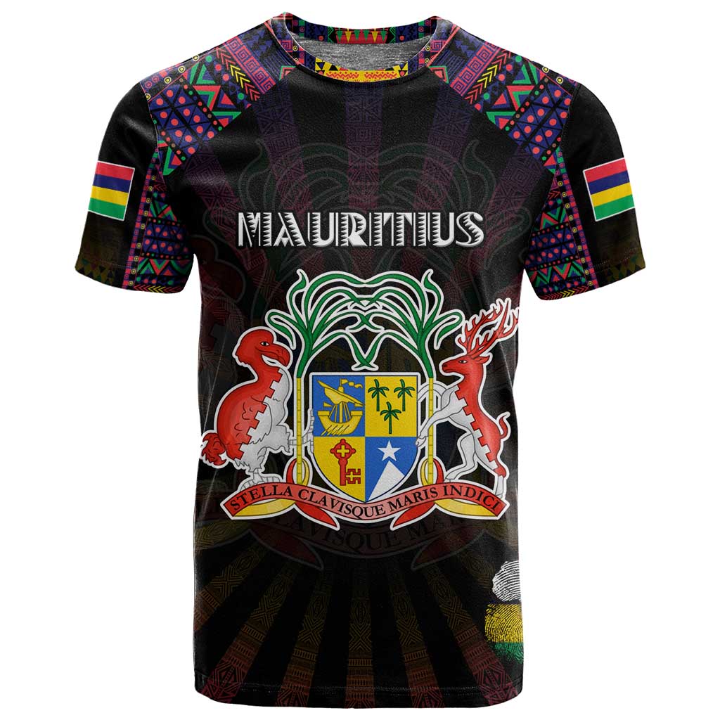 Personalized Mauritius Roots T shirt African Pride in Fingerprint and Tribal Colors DT02