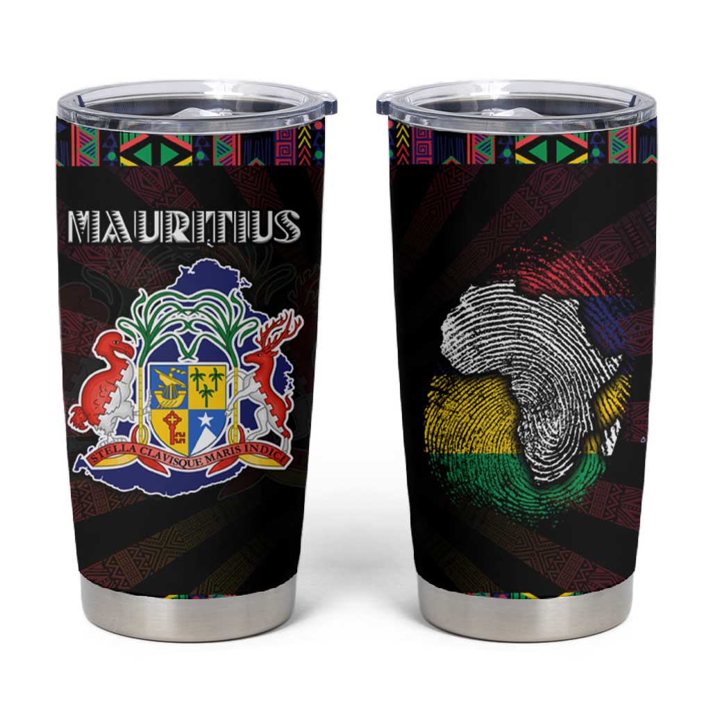 Mauritius Roots Tumbler Cup African Pride in Fingerprint and Tribal Colors DT02