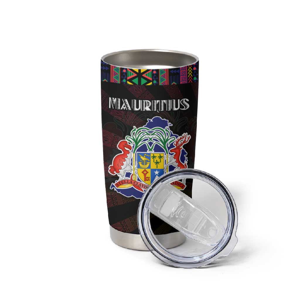 Mauritius Roots Tumbler Cup African Pride in Fingerprint and Tribal Colors DT02