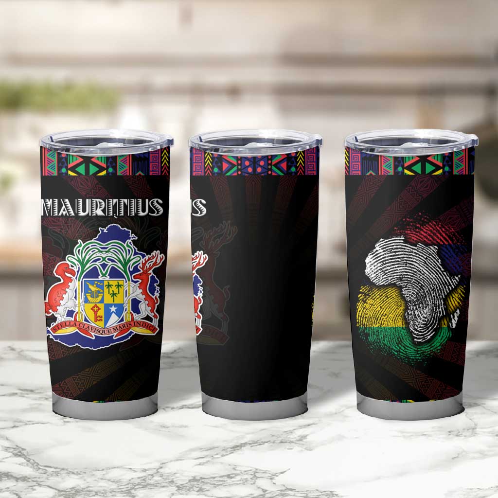 Mauritius Roots Tumbler Cup African Pride in Fingerprint and Tribal Colors DT02