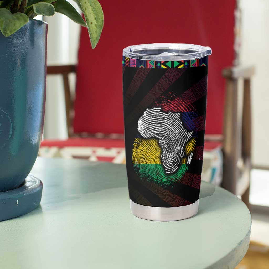 Mauritius Roots Tumbler Cup African Pride in Fingerprint and Tribal Colors DT02