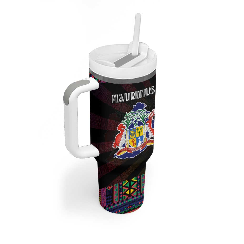 Mauritius Roots Tumbler With Handle African Pride in Fingerprint and Tribal Colors DT02