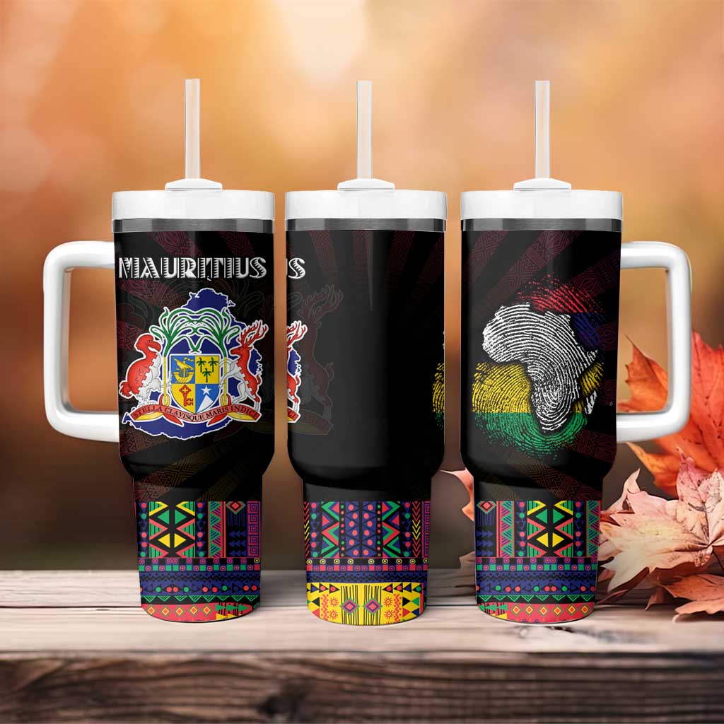 Mauritius Roots Tumbler With Handle African Pride in Fingerprint and Tribal Colors DT02