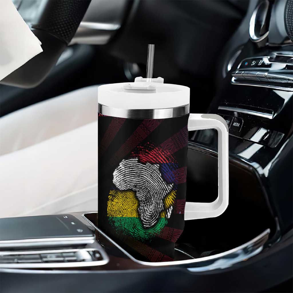 Mauritius Roots Tumbler With Handle African Pride in Fingerprint and Tribal Colors DT02