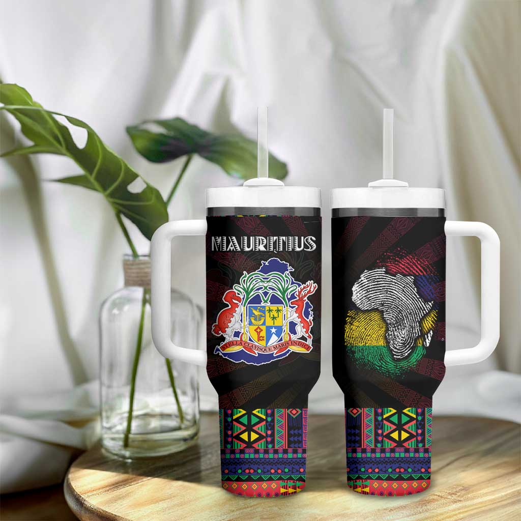 Mauritius Roots Tumbler With Handle African Pride in Fingerprint and Tribal Colors DT02
