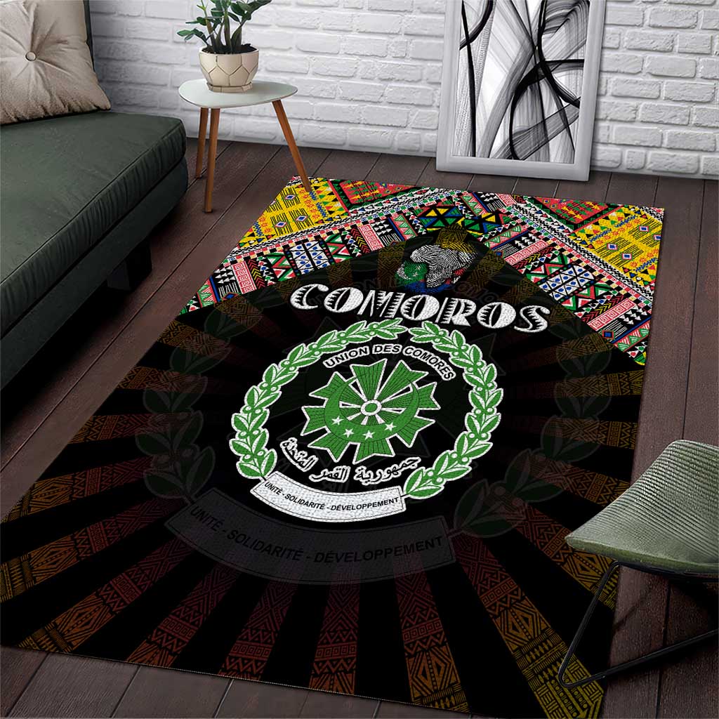 Comoros Roots Area Rug African Pride in Fingerprint and Tribal Colors DT02