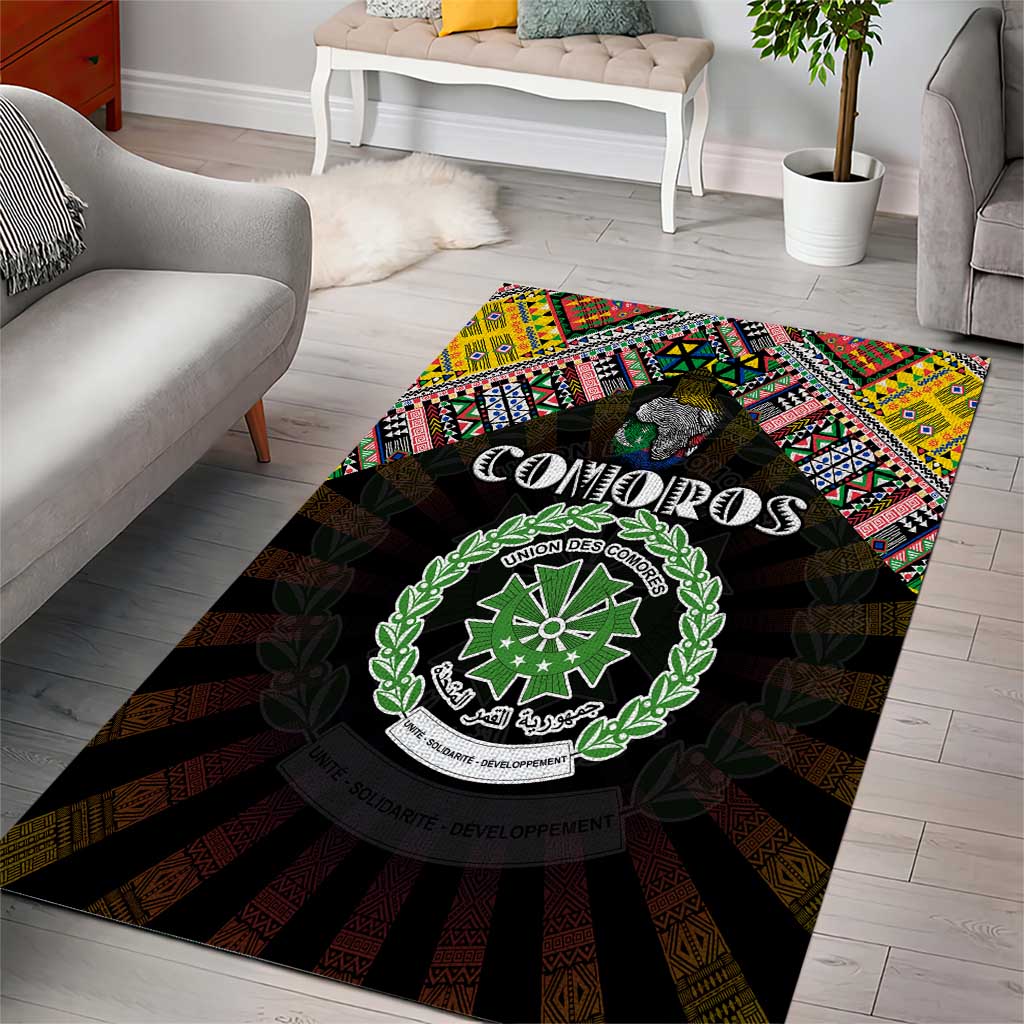 Comoros Roots Area Rug African Pride in Fingerprint and Tribal Colors DT02