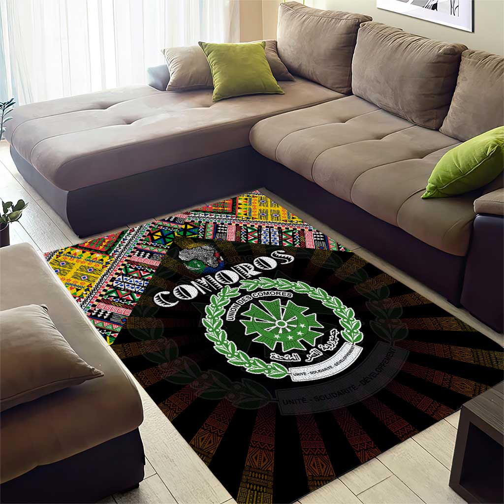 Comoros Roots Area Rug African Pride in Fingerprint and Tribal Colors DT02