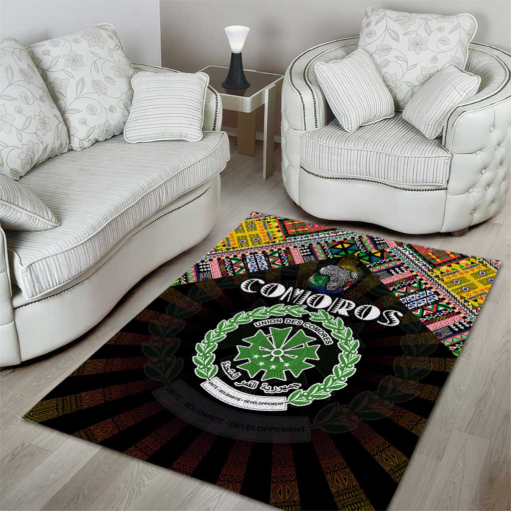 Comoros Roots Area Rug African Pride in Fingerprint and Tribal Colors DT02