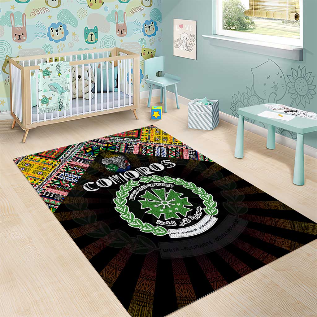 Comoros Roots Area Rug African Pride in Fingerprint and Tribal Colors DT02
