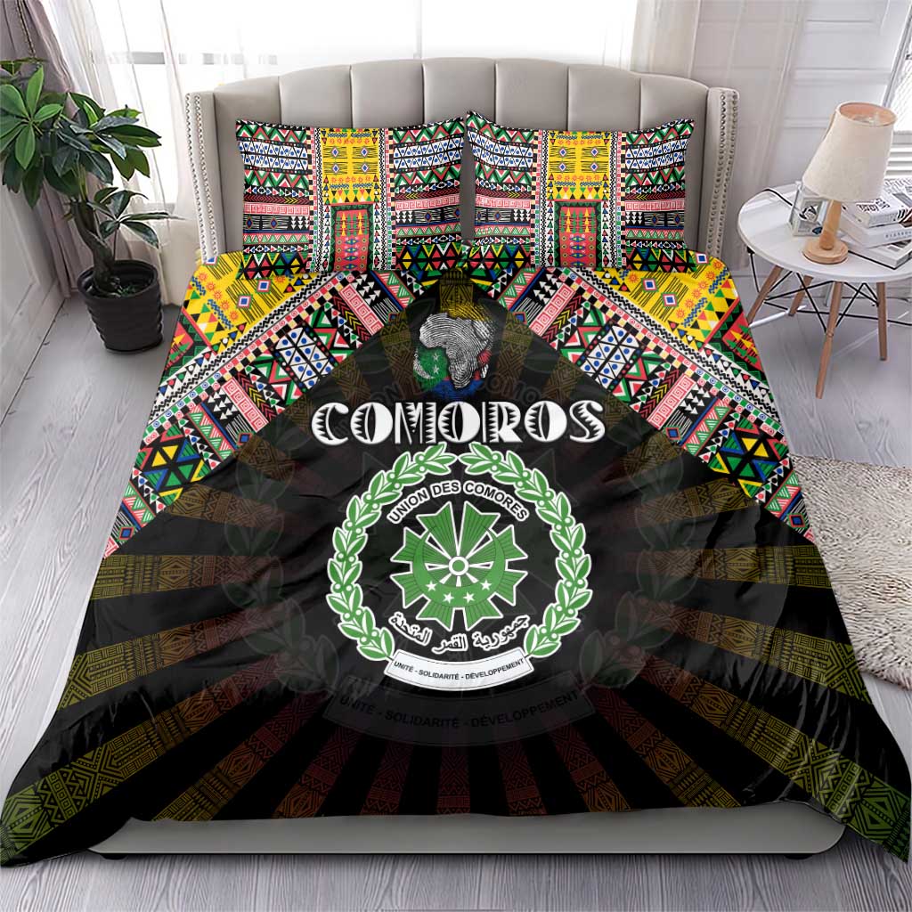 Comoros Roots Bedding Set African Pride in Fingerprint and Tribal Colors DT02