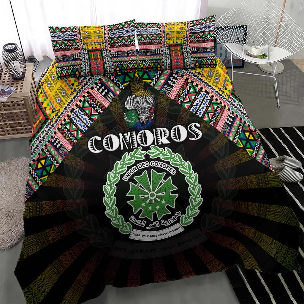 Comoros Roots Bedding Set African Pride in Fingerprint and Tribal Colors DT02
