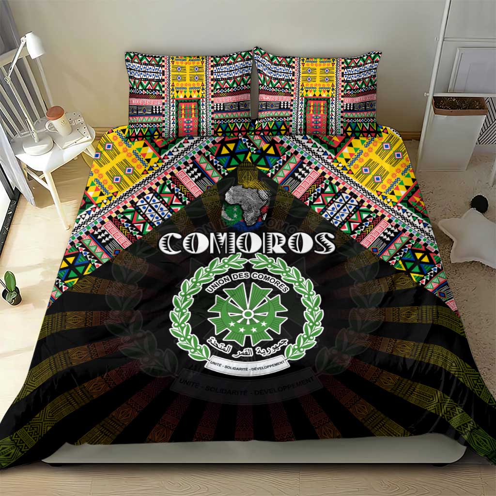 Comoros Roots Bedding Set African Pride in Fingerprint and Tribal Colors DT02