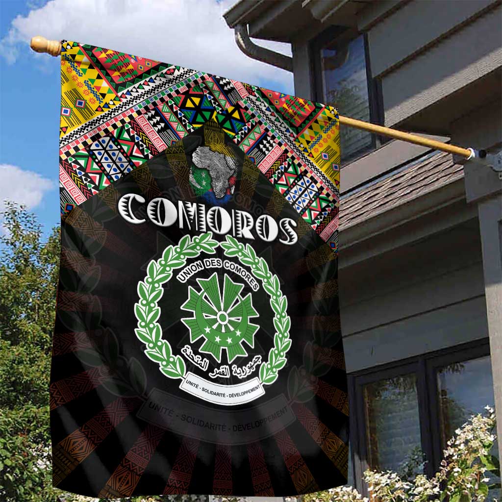 Comoros Roots Garden Flag African Pride in Fingerprint and Tribal Colors DT02
