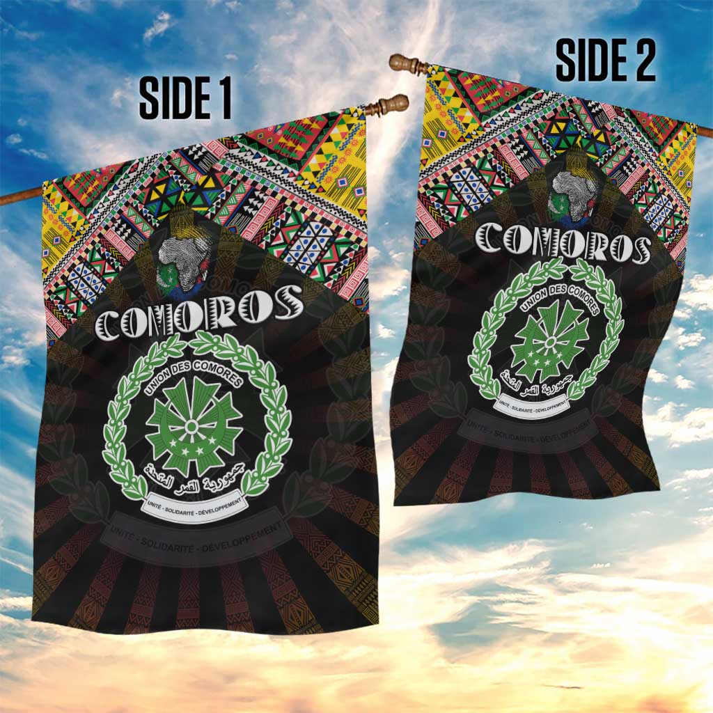 Comoros Roots Garden Flag African Pride in Fingerprint and Tribal Colors DT02