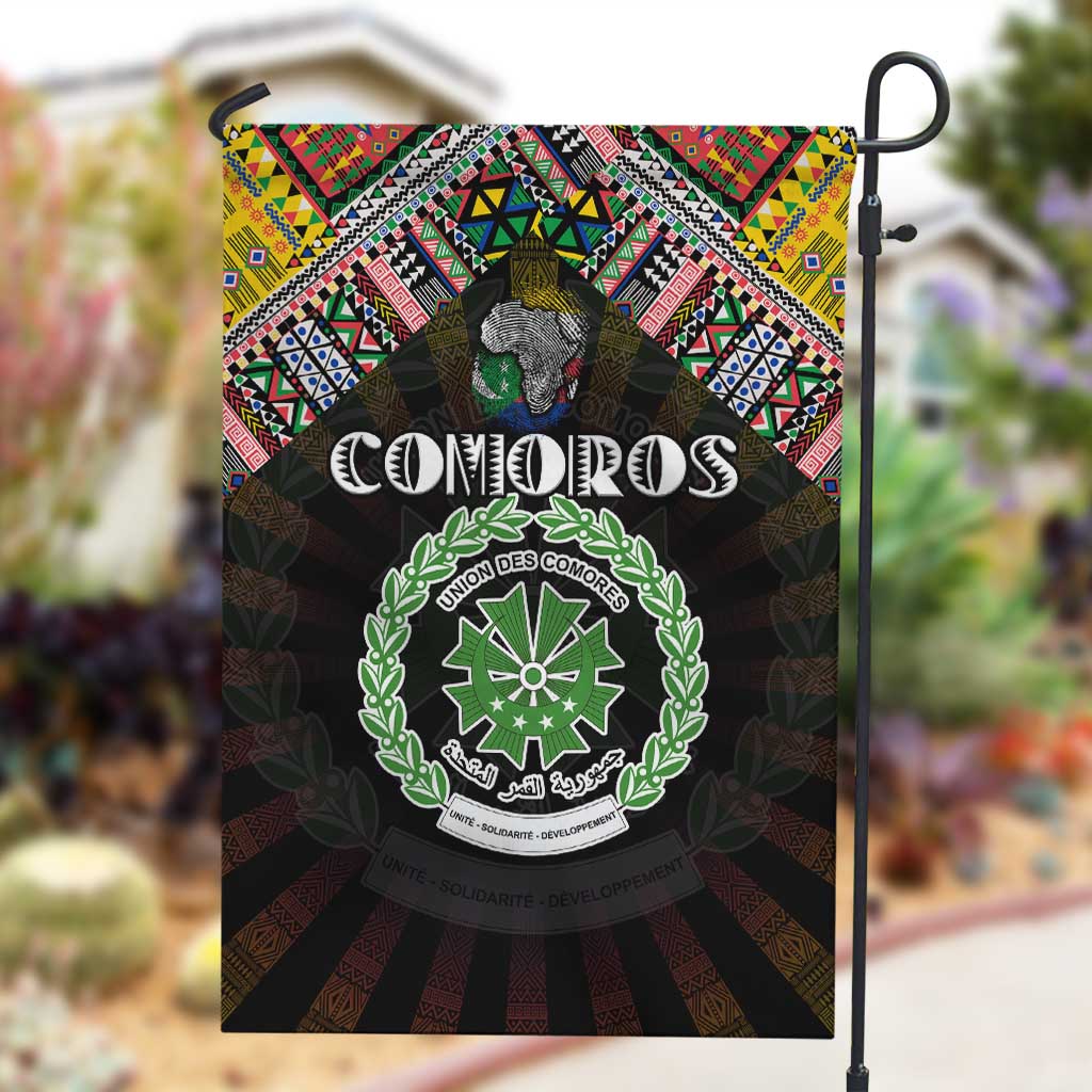 Comoros Roots Garden Flag African Pride in Fingerprint and Tribal Colors DT02