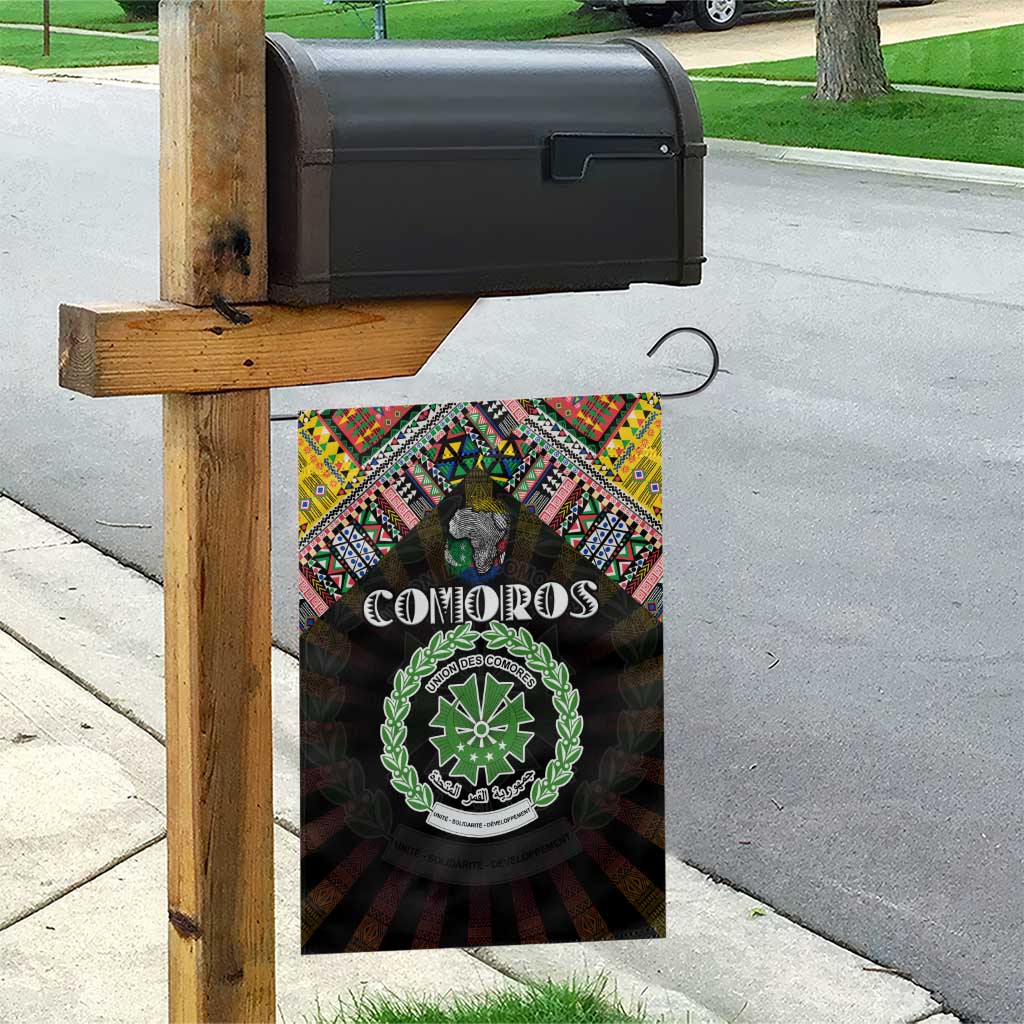 Comoros Roots Garden Flag African Pride in Fingerprint and Tribal Colors DT02