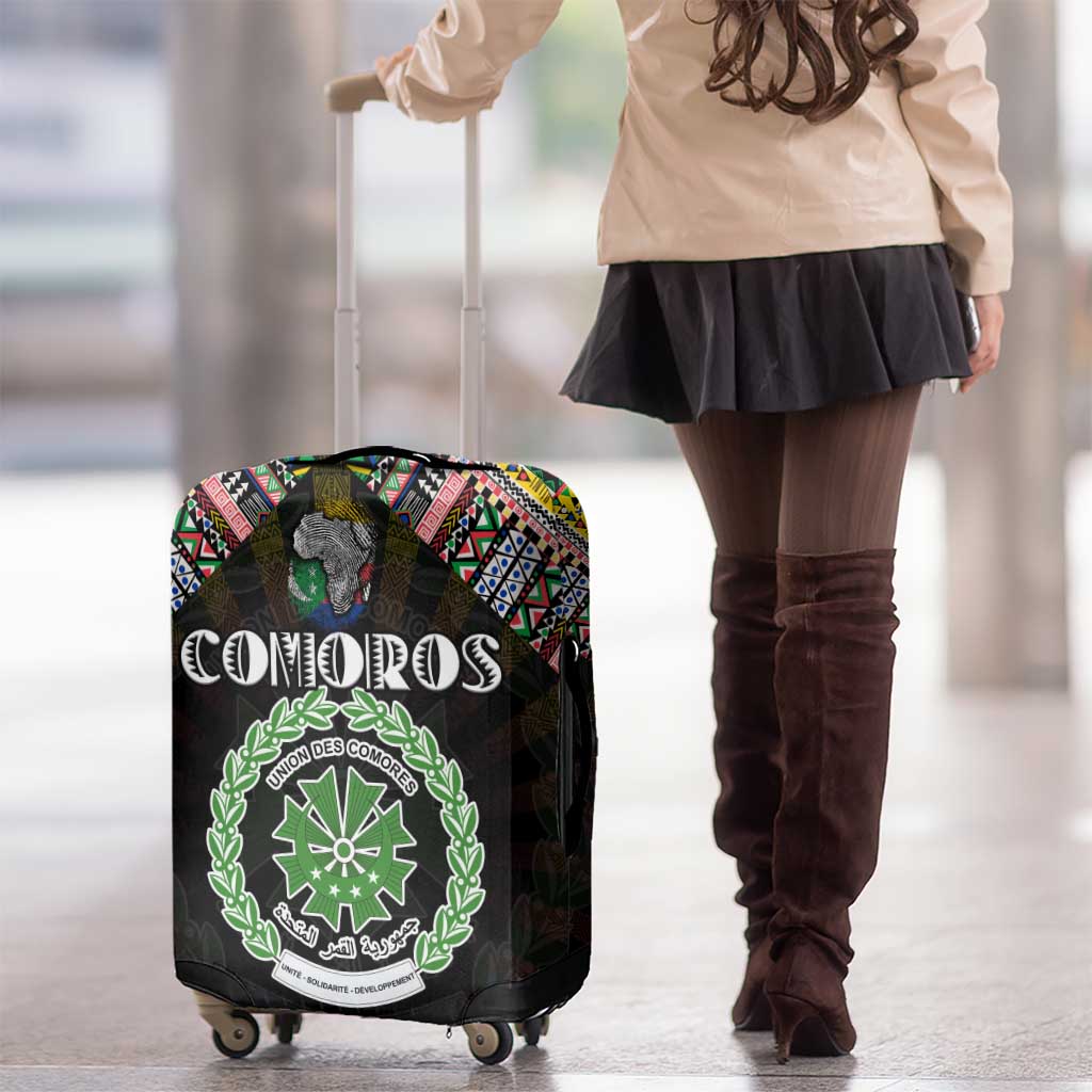 Comoros Roots Luggage Cover African Map in Fingerprint and Tribal Colors DT02