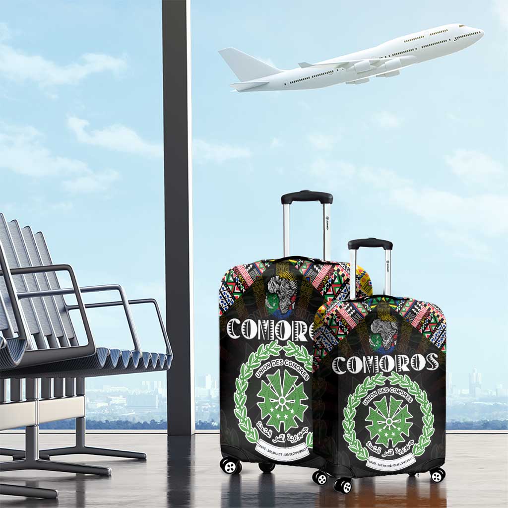 Comoros Roots Luggage Cover African Map in Fingerprint and Tribal Colors DT02
