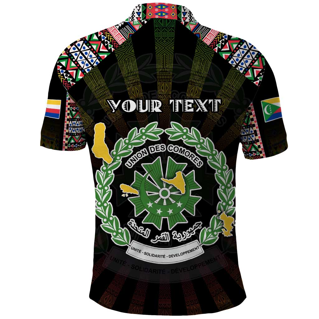 Personalized Comoros Roots Polo Shirt African Map in Fingerprint and Tribal Colors DT02