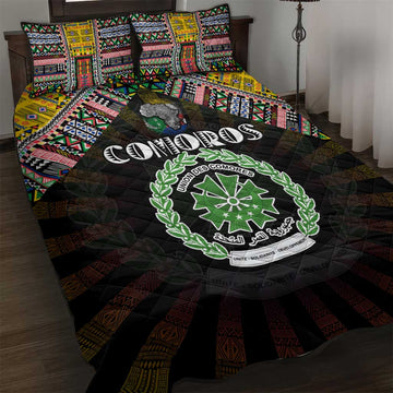 Comoros Roots Quilt Bed Set African Pride in Fingerprint and Tribal Colors DT02