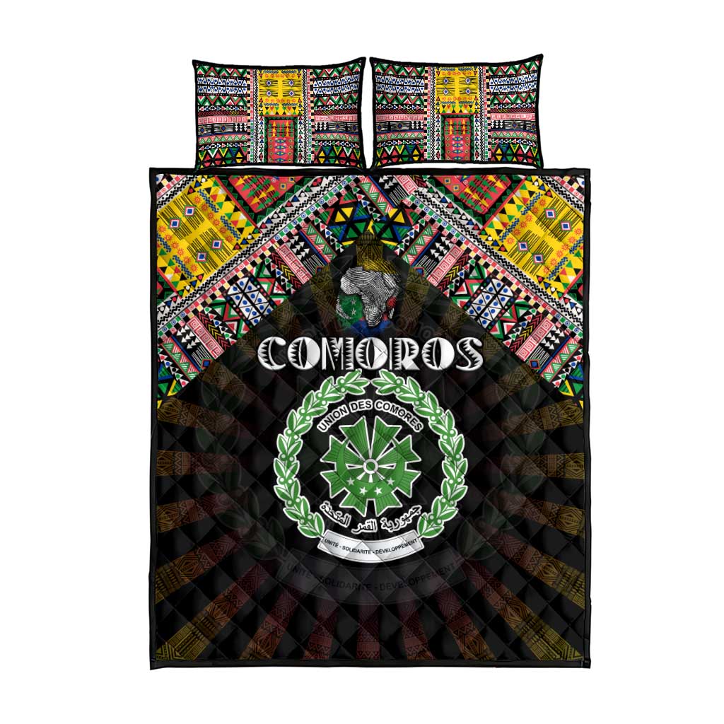 Comoros Roots Quilt Bed Set African Pride in Fingerprint and Tribal Colors DT02