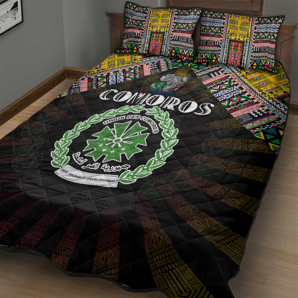 Comoros Roots Quilt Bed Set African Pride in Fingerprint and Tribal Colors DT02