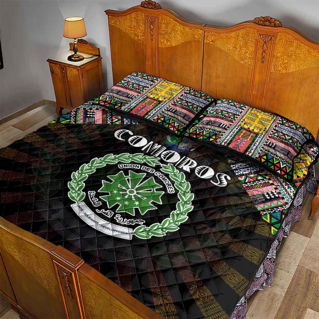 Comoros Roots Quilt Bed Set African Pride in Fingerprint and Tribal Colors DT02