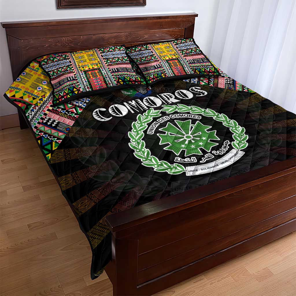 Comoros Roots Quilt Bed Set African Pride in Fingerprint and Tribal Colors DT02