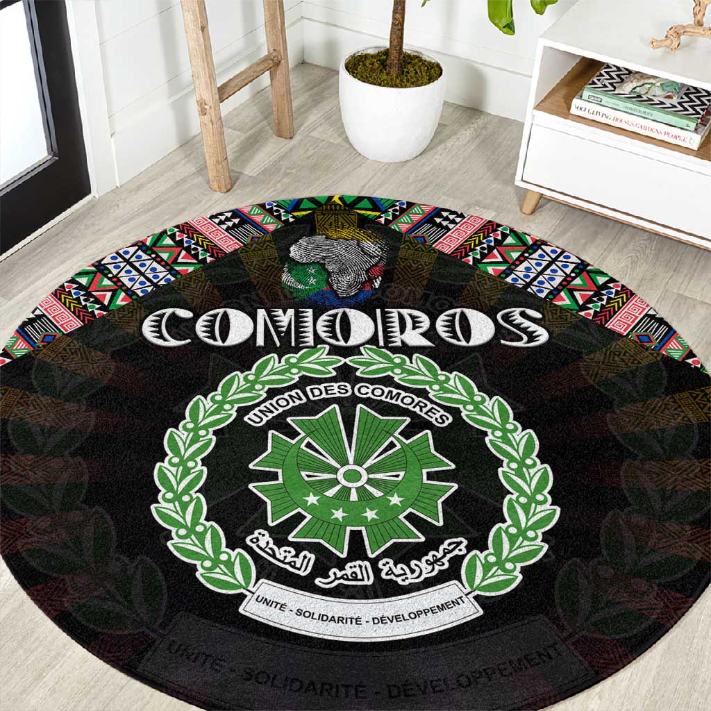 Comoros Roots Round Carpet African Pride in Fingerprint and Tribal Colors DT02