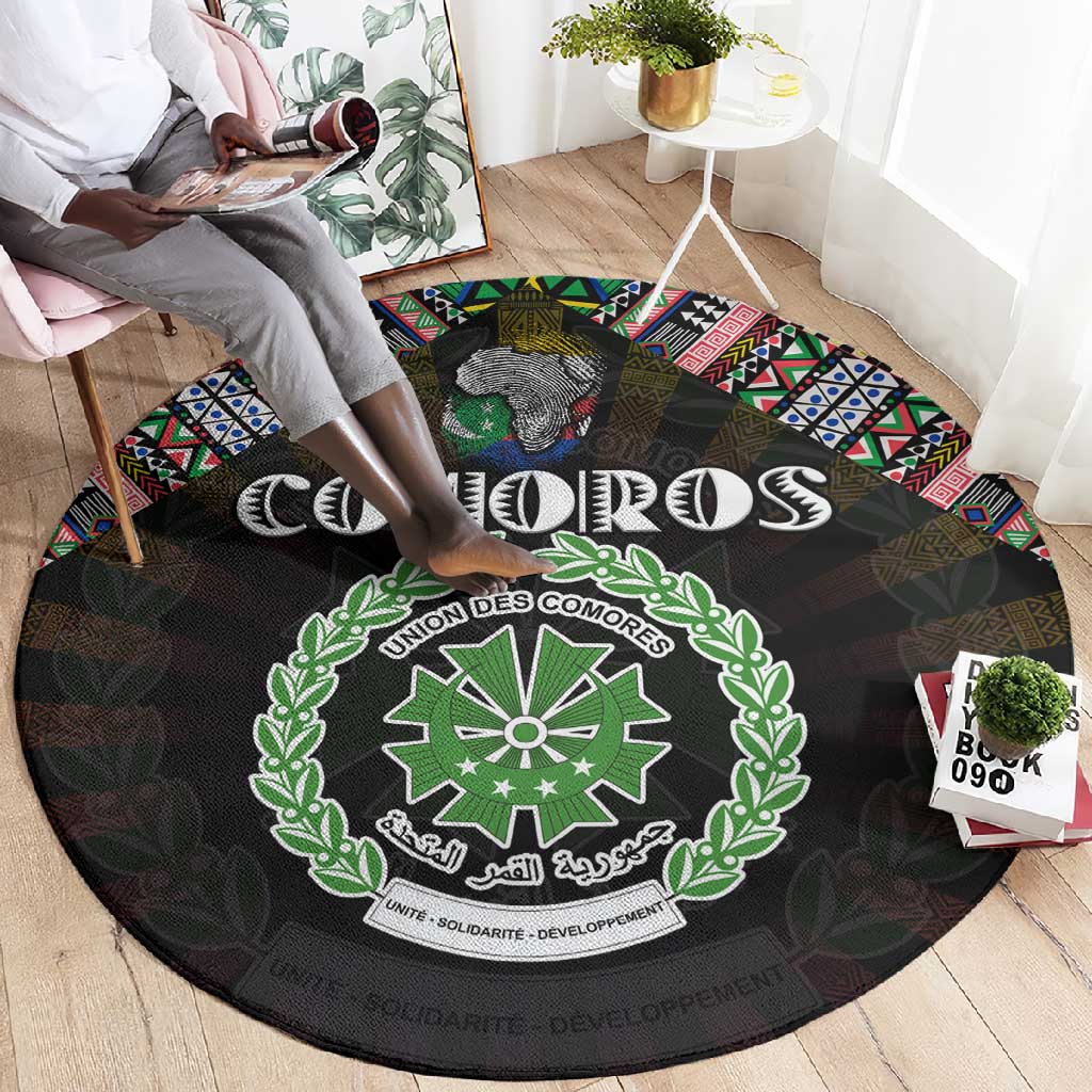 Comoros Roots Round Carpet African Pride in Fingerprint and Tribal Colors DT02