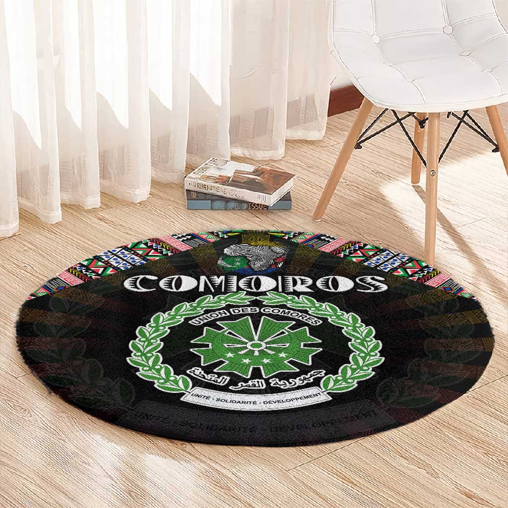 Comoros Roots Round Carpet African Pride in Fingerprint and Tribal Colors DT02