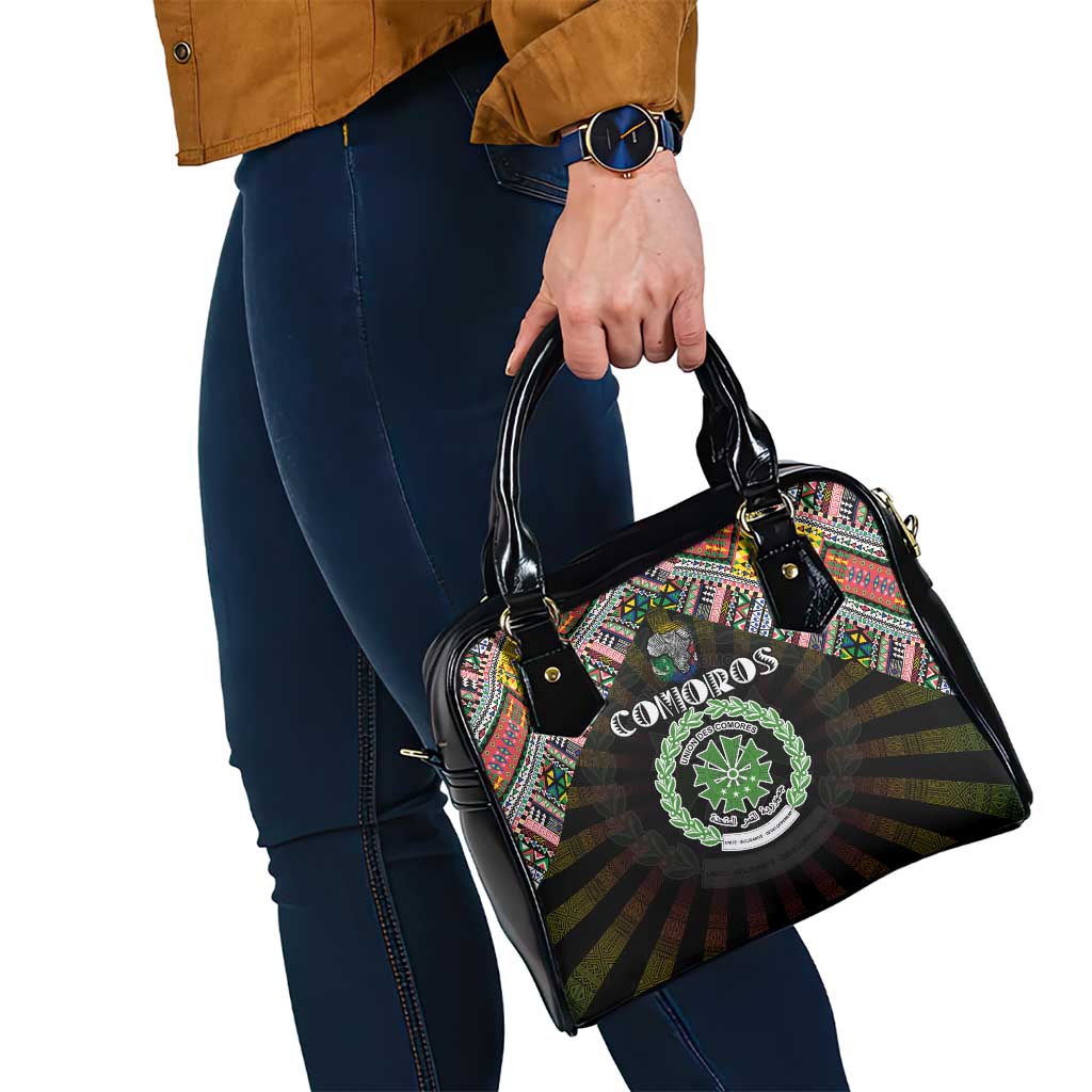 Comoros Roots Shoulder Handbag African Map in Fingerprint and Tribal Colors DT02