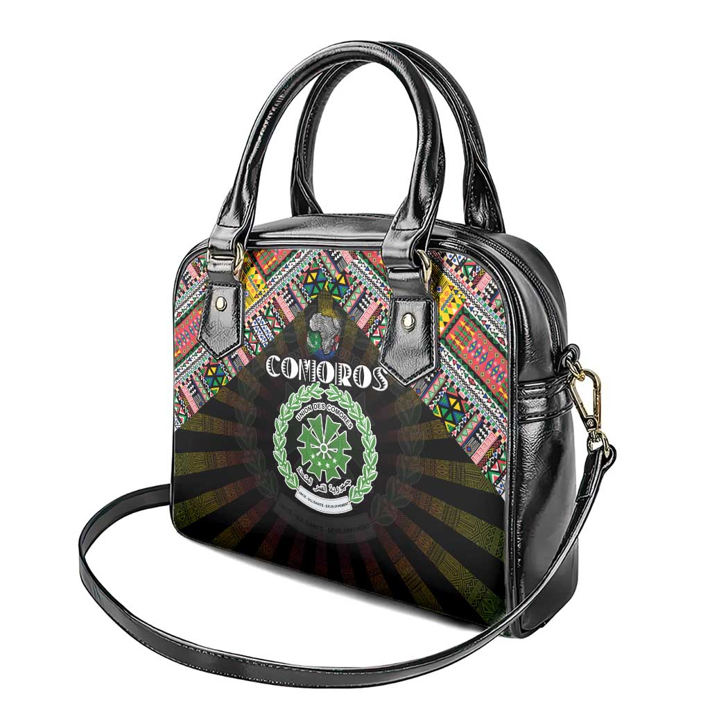 Comoros Roots Shoulder Handbag African Map in Fingerprint and Tribal Colors DT02