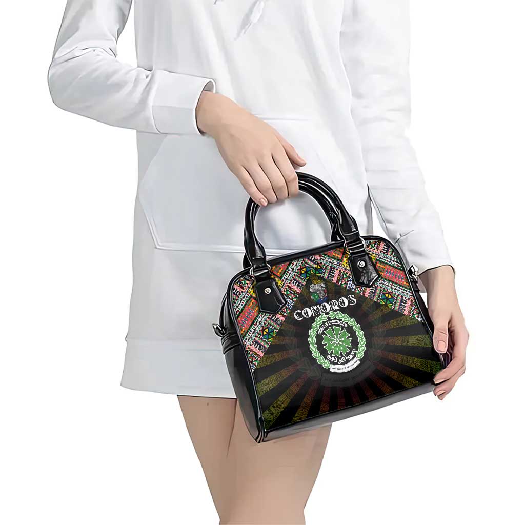 Comoros Roots Shoulder Handbag African Map in Fingerprint and Tribal Colors DT02