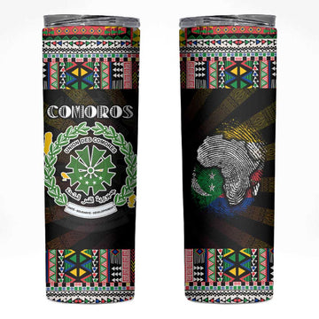 Comoros Roots Skinny Tumbler African Pride in Fingerprint and Tribal Colors DT02