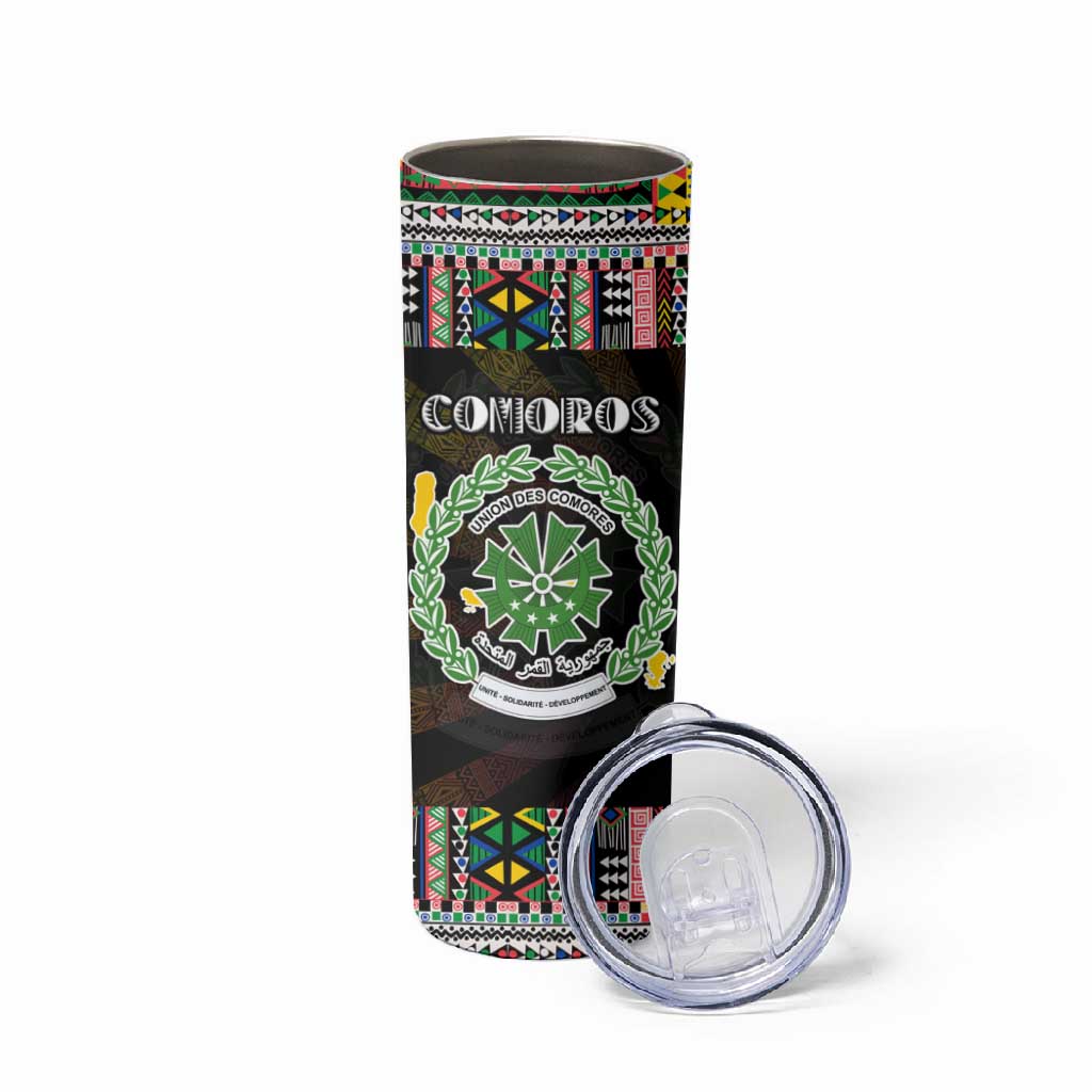 Comoros Roots Skinny Tumbler African Pride in Fingerprint and Tribal Colors DT02