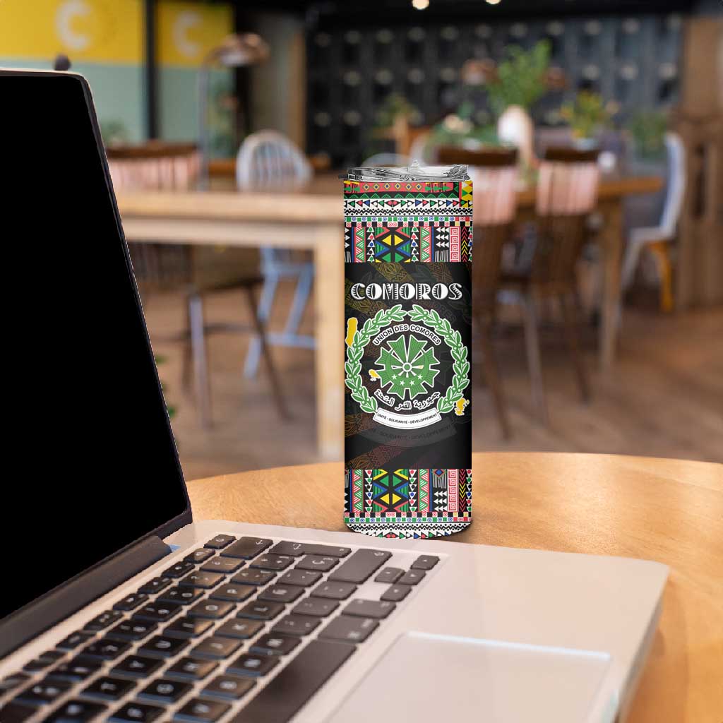 Comoros Roots Skinny Tumbler African Pride in Fingerprint and Tribal Colors DT02