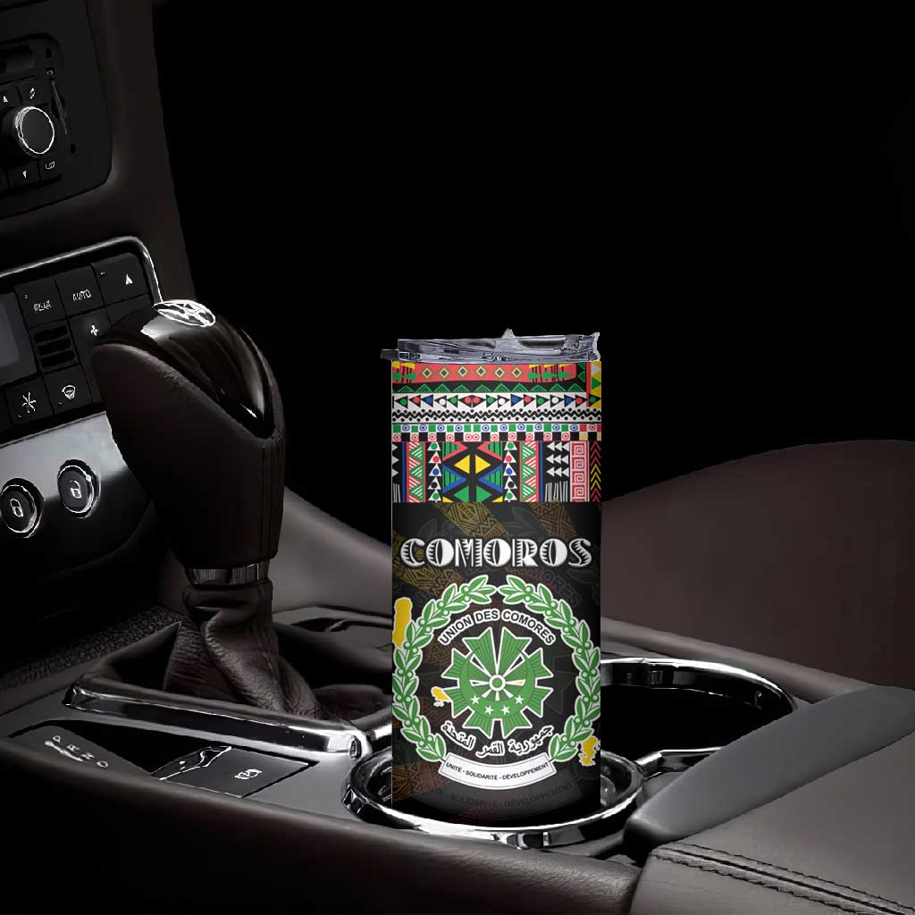 Comoros Roots Skinny Tumbler African Pride in Fingerprint and Tribal Colors DT02