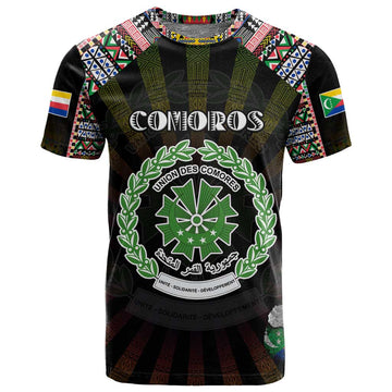 Personalized Comoros Roots T shirt African Pride in Fingerprint and Tribal Colors DT02