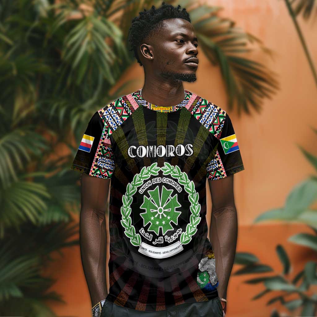 Personalized Comoros Roots T shirt African Pride in Fingerprint and Tribal Colors DT02