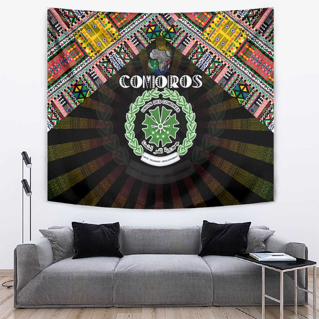 Comoros Roots Tapestry African Pride in Fingerprint and Tribal Colors DT02