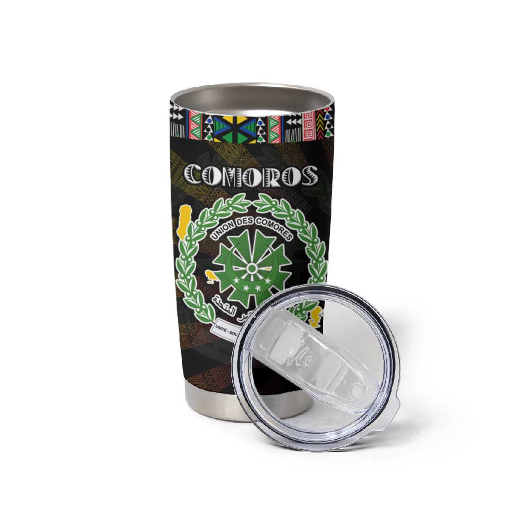 Comoros Roots Tumbler Cup African Pride in Fingerprint and Tribal Colors DT02