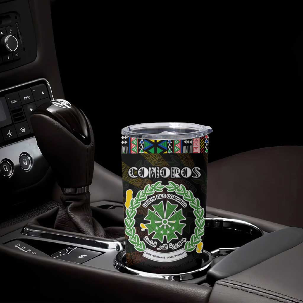 Comoros Roots Tumbler Cup African Pride in Fingerprint and Tribal Colors DT02